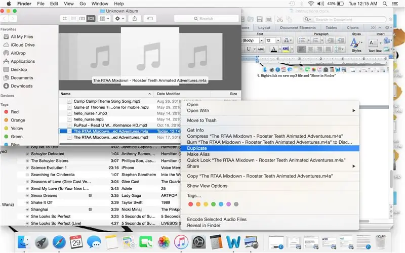 Desnom tipkom miša kliknite na File in Finder i "Duplicate"