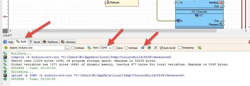 Genereer, compileer en upload de Arduino-code