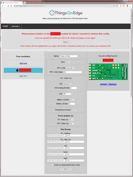 Configureu el dispositiu al portal per a desenvolupadors