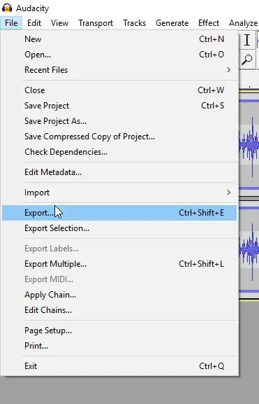 Audio eksportēšana un secinājumi