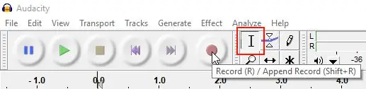 Registro de prueba de Audacity