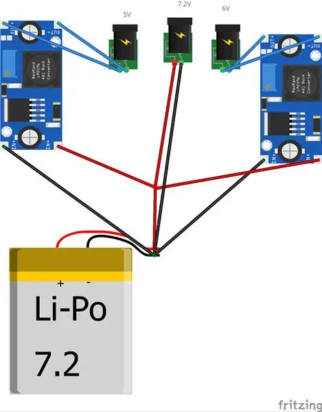 Maitinimas (Li-Po 7.2V baterijos) 2/2 variantas