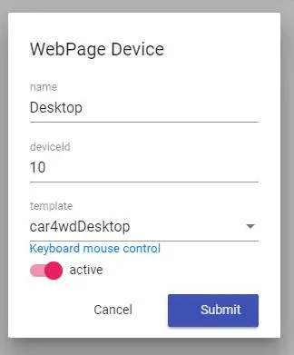 Weboldal hozzáadása a Control Carhoz