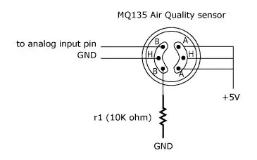 কার্বন মনোক্সাইড MQ - 7 সেন্সরের জন্য ইনপুট এবং আউটপুট পিন নির্ধারণ করুন