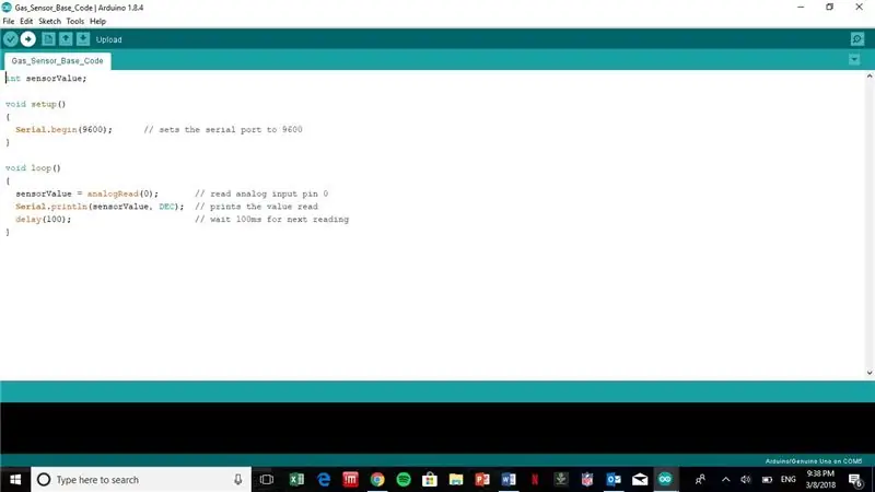 Descarregueu el codi base del sensor de gas