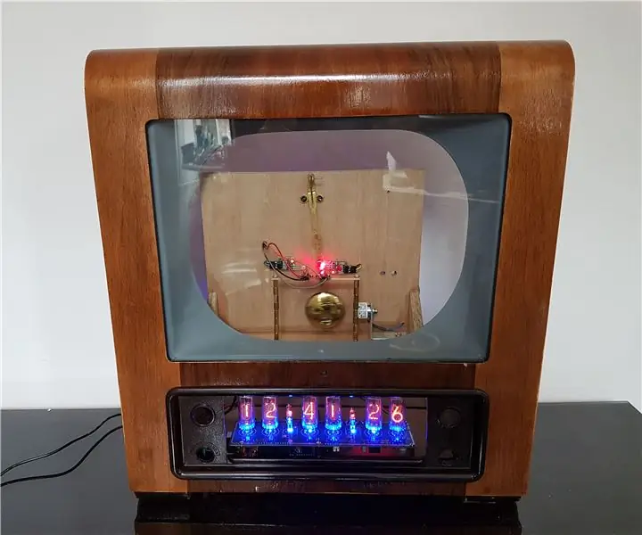 Electromagnetic Pendulum Laser Nixie Clock, Pamoja na Thermometer