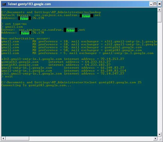 Trouver la bonne adresse et se connecter à Telnet