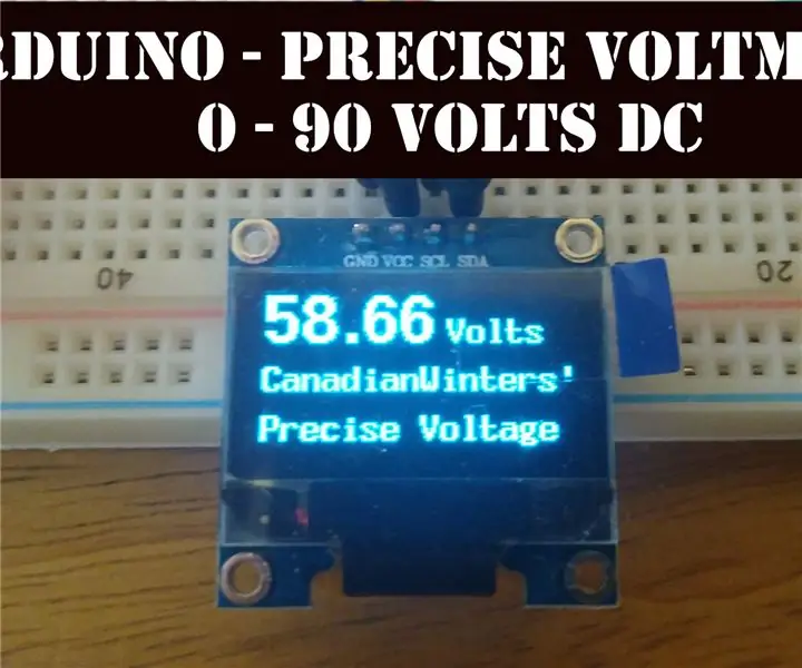 Arduino täpne ja täpne voltmeeter (0-90V DC): 3 sammu