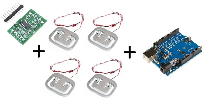 Scale ng Banyo ng Arduino Na May 50 Kg Load Cells at HX711 Amplifier