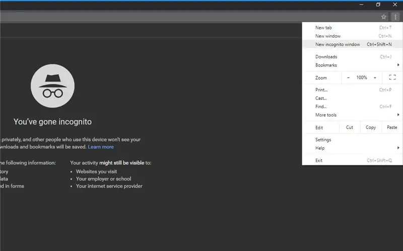 Stap 1: Begin Google Chrome en maak Incognito -venster oop