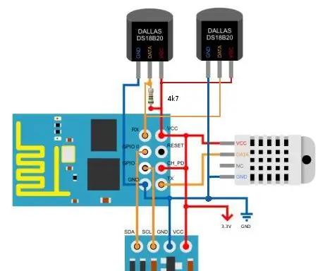 Использование 4 контактов ESP8266-01: 3 шага