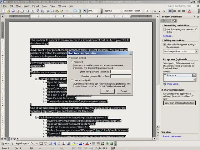 Déprotéger MS Word Doument. : 5 étapes