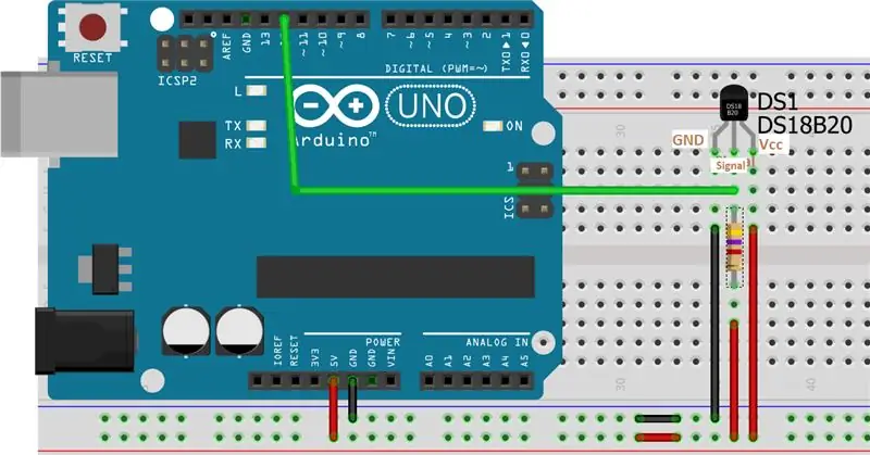 Txuas DS18B20 Nrog Arduino