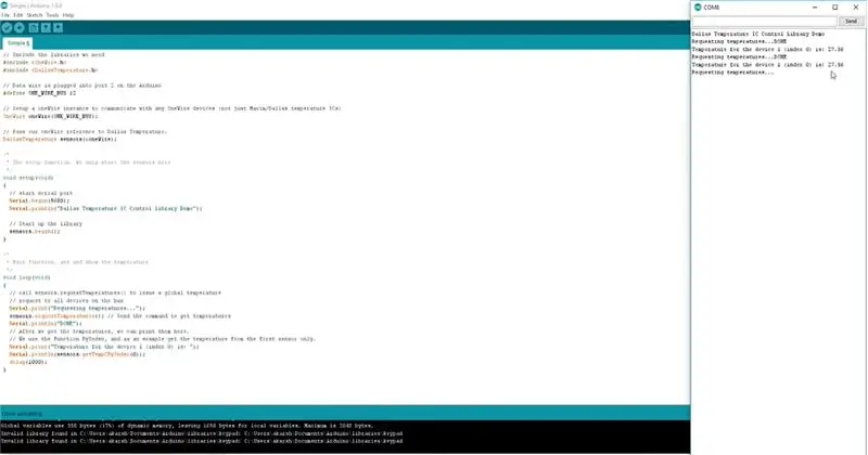 Кодирование Arduino для отображения температуры