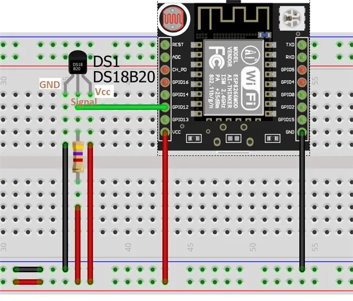 Txuas DS18B20 Nrog ESP8266