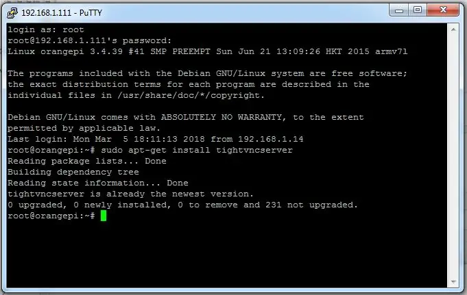 Namestite VNC ON Orange PI