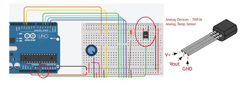 Connectez le TMP36 à l'Arduino