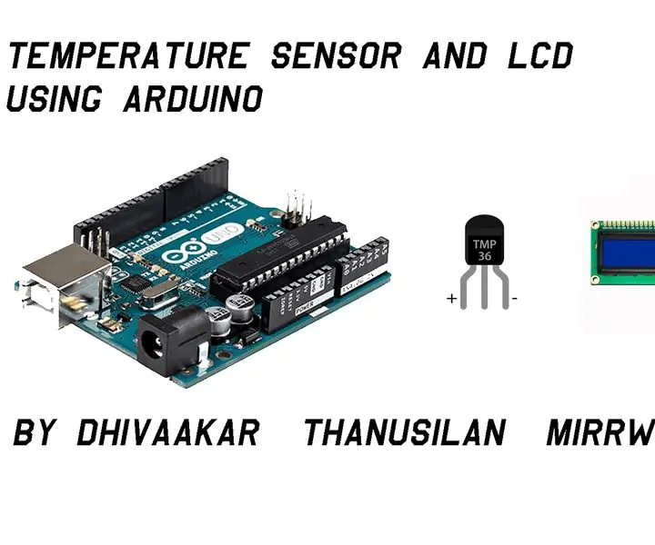 TMP36 osjetnik temperature i LCD zaslon pomoću Arduina (Tinkercad): 7 koraka