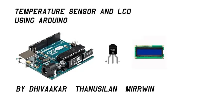 TMP36 температура сенсоры және LCD дисплейі Arduino (Tinkercad) көмегімен