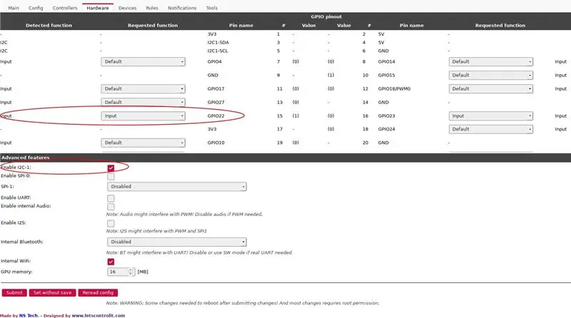 Impostazioni hardware RPIEasy