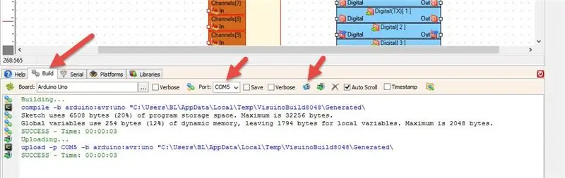 Hasilkan, Kompilasi, dan Unggah Kode Arduino