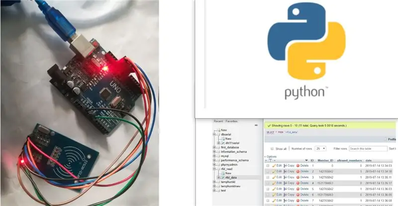 Arduino के साथ Python का उपयोग करके MySQL सर्वर पर RFID डेटा भेजकर उपस्थिति प्रणाली