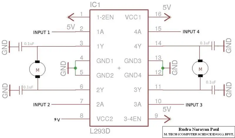 Controle de motor DC usando L293D