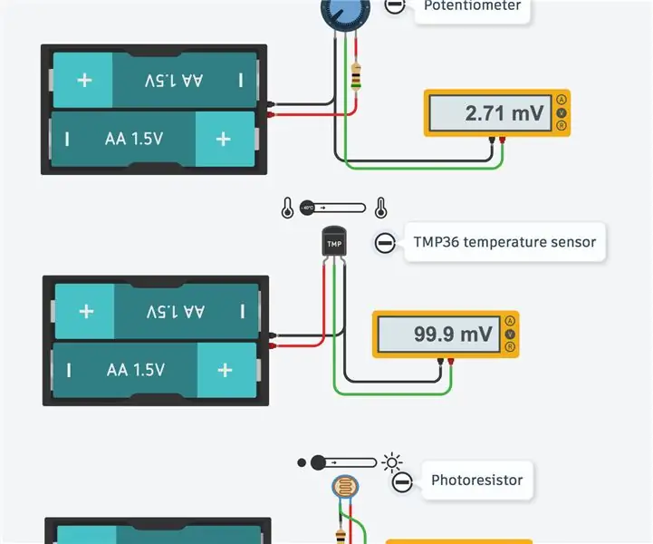 Choisissez des substituts de capteur dans les circuits Tinkercad : 3 étapes (avec photos)