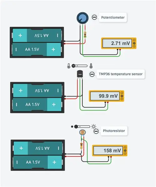 اختر بدائل الاستشعار في دوائر Tinkercad