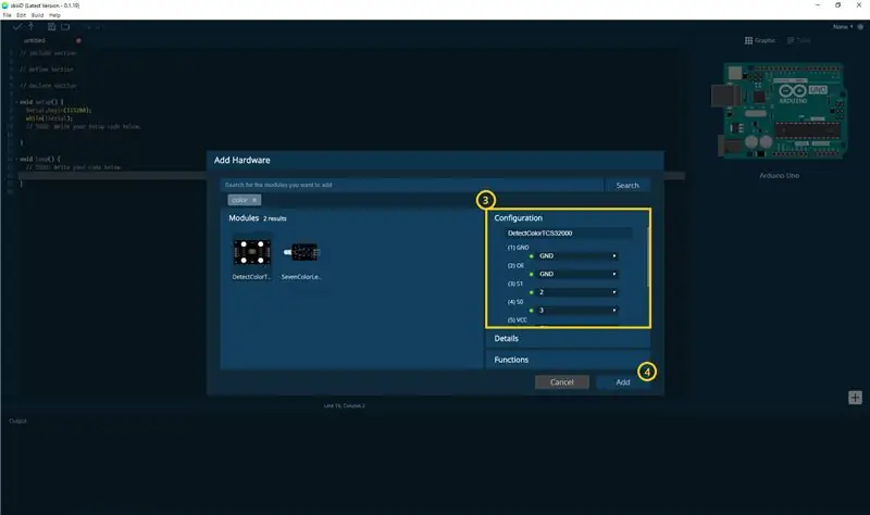 Indication et configuration des broches