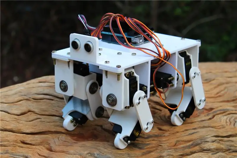 3D -gedrukte Arduino -aangedrewe viervoetige robot