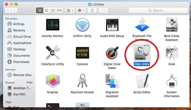 Otvorenie programu Disk Utility