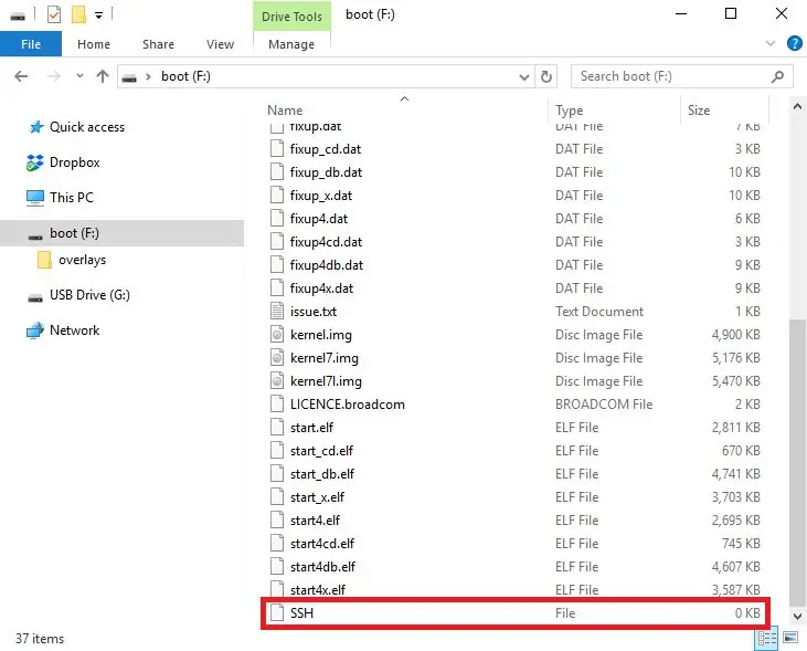 Napravite praznu datoteku pod imenom SSH