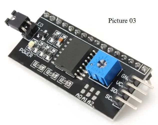 Controle de luz de fundo I2C de um display LCD 1602/2004 ou HD44780 etc