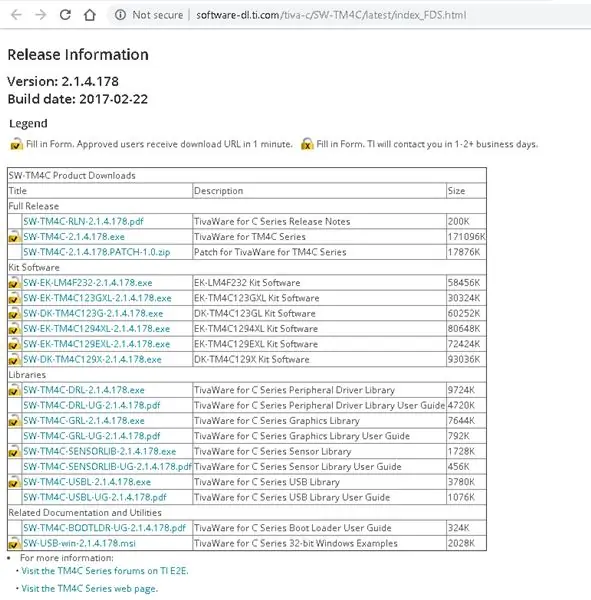 Download de drivers e outras ferramentas - Download do TivaWare para C Series