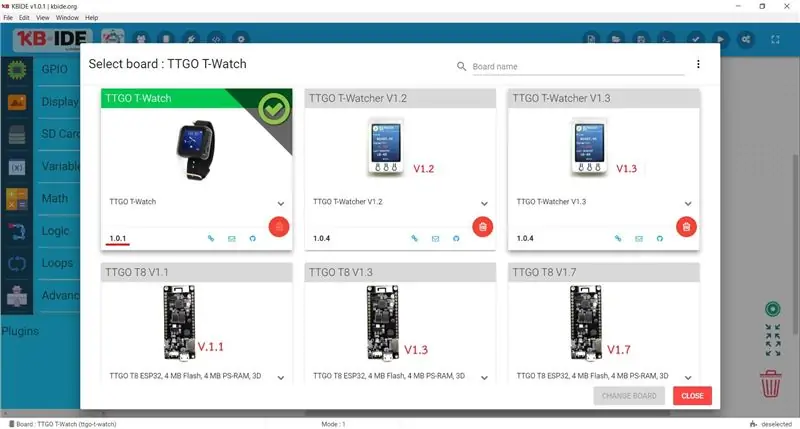 Selectați T-Watch Board