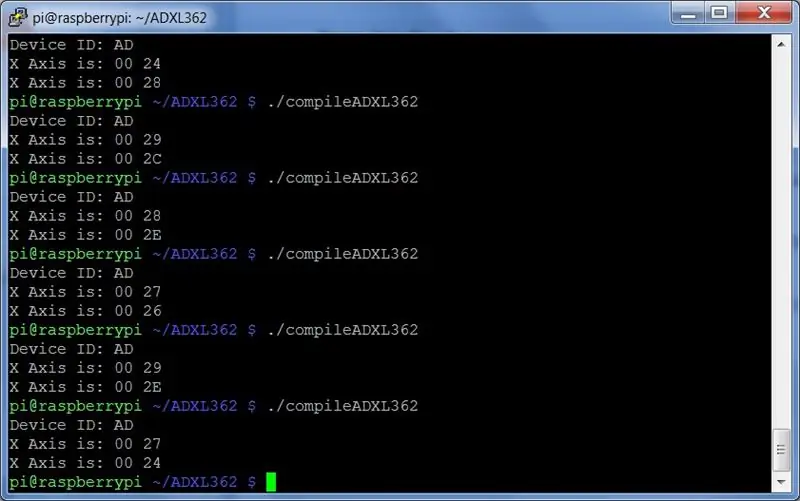 Compile y ejecute ADXL362_RaspPi