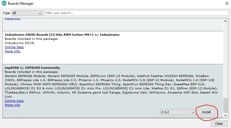 Arduino IDE ን በማዋቀር ላይ ፣ Esp8266 ሰሌዳ ጫን ፦