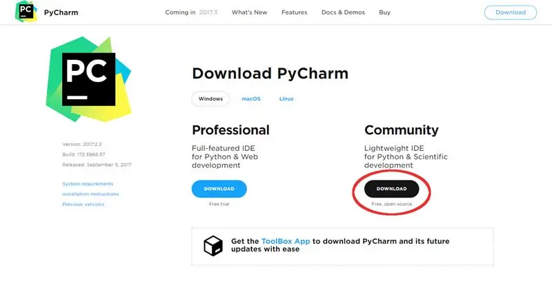 A PyCharm Community Edition letöltése