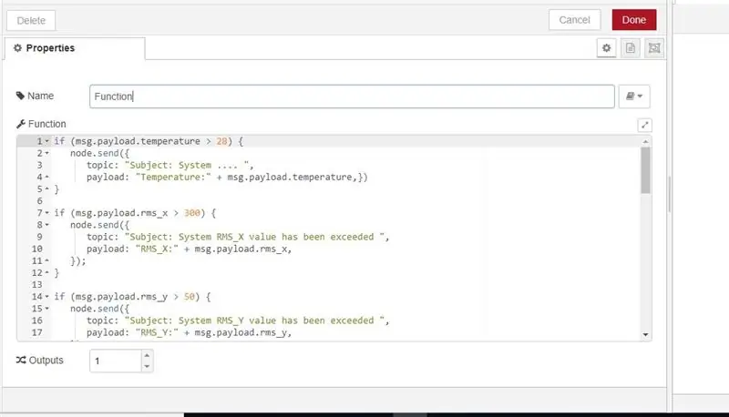 Haga doble clic en el nodo para abrir las opciones de configuración