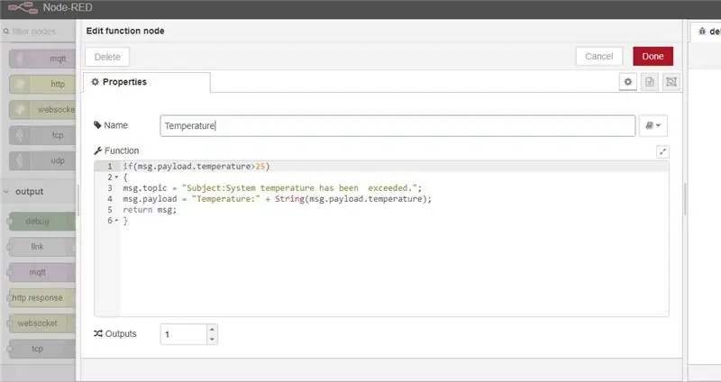 Ngayon Double click sa Function Node upang i-edit ang Function Node