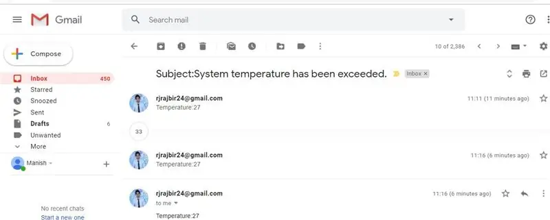 Ito ang Alerto sa Email ng Halaga ng Temperatura