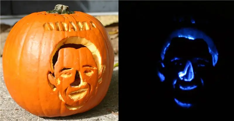 The Barack O Lantern - Declaração política movida a abóbora (com LEDs)