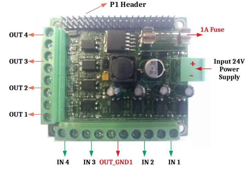 Raspberry Pi Isolated GPIO Board med 12-24VDC till 5VDC nätaggregat