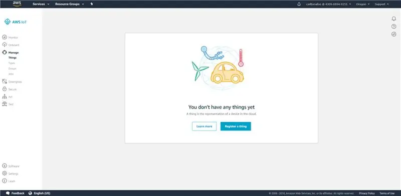 Registriranje AWS IOT -a