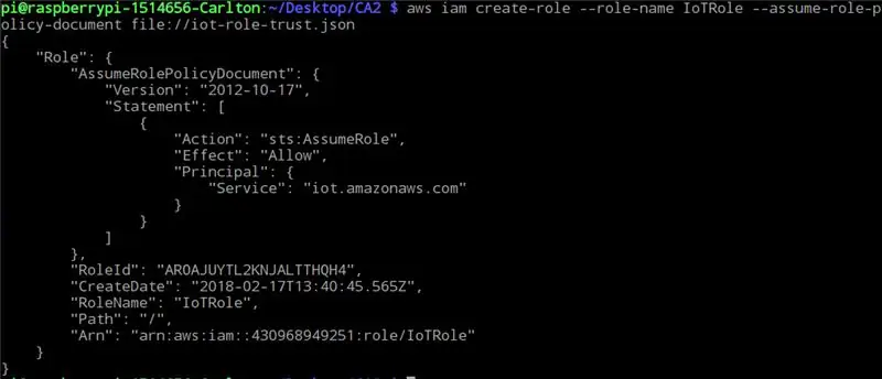 Iot-role.trust.json файлыг үүсгэж байна