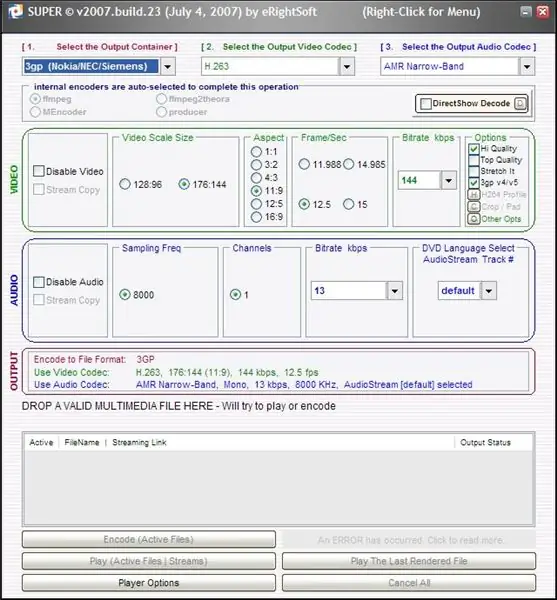 Konvertējiet failu no.mp3 uz.3g2 (3GPP2 fails), izmantojot Super