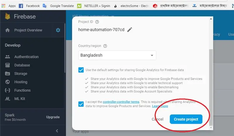Hear I Select Name Project Home Automation i odaberite My Country Zatim pritisnite Create