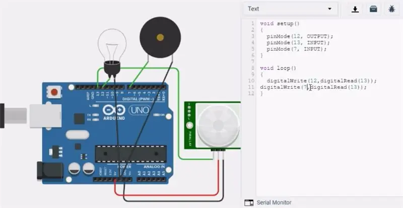 Langkah 3: Menambahkan Buzzer ke Sirkuit, Program & Output