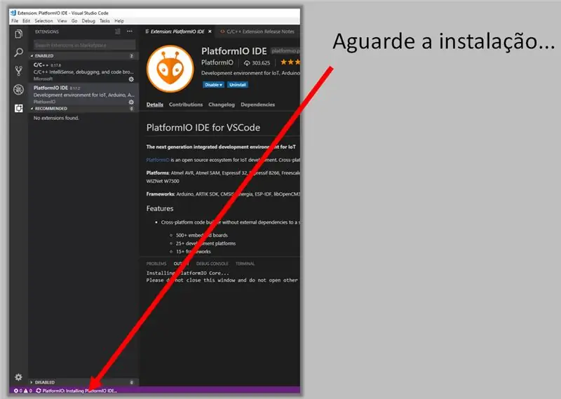 Pag-install ng Extension ng PlatformIO